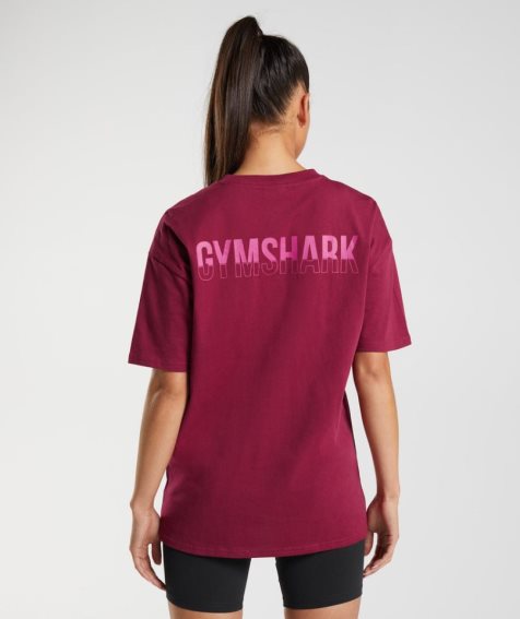 Women's Gymshark Fraction Oversized T-Shirts Fuchsia | CA 1N073A